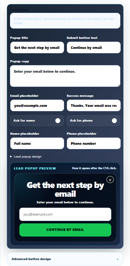 VSL lead capture popup